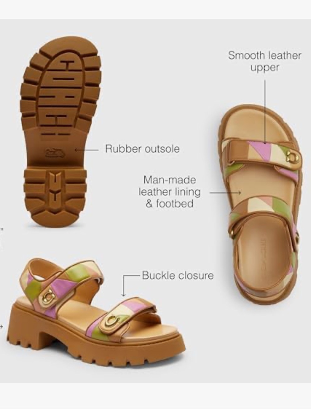 Coach | Brynn Platform Quilted Patchwork Leather Sandals | NWOT - Picture 2 of 7